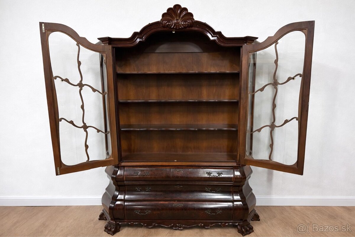 Masívna drevená starožitná vitrína - 2