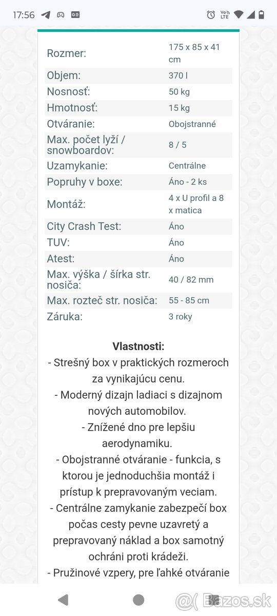 Strešný box HAKR magic line 370 - 2