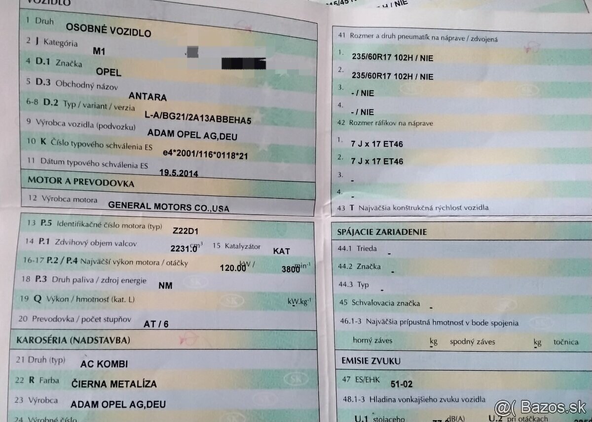Opel Antara 2.2 CDTI 2015 predam MOTOR Z22D1, TRYSKY 2826495 - 2