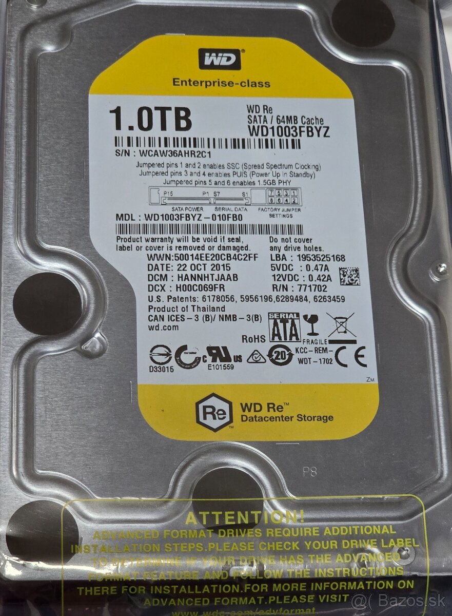nový HDD 1TB HDD WD Re 7.2K 64MB SATA 3.5'' WD1003FBYZ - 2