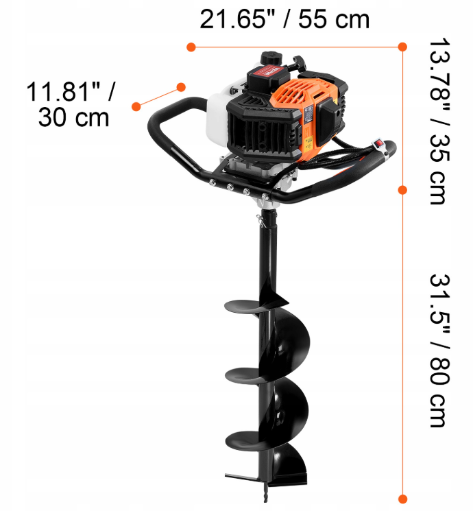 Benzínový vrták VEVOR, 52CC 1450W - 2