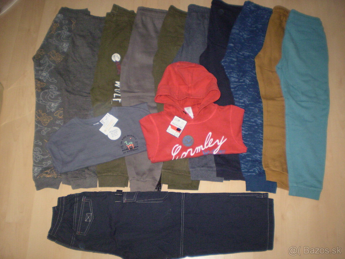 Bundy, teplaky, trička...BALIK v.122/128 - 2