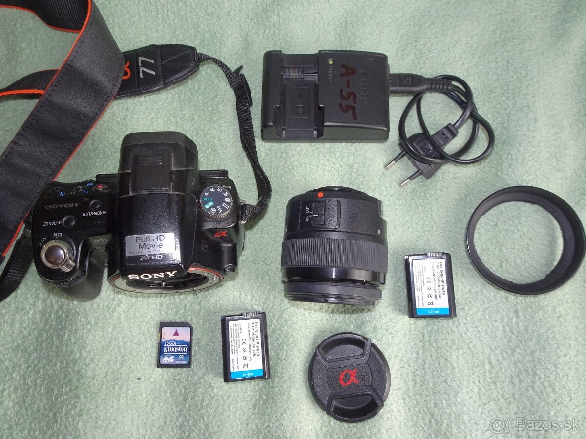 Predám jap. SONY SLT-A55V s objektívom, nabíjačkou, atď... - 2