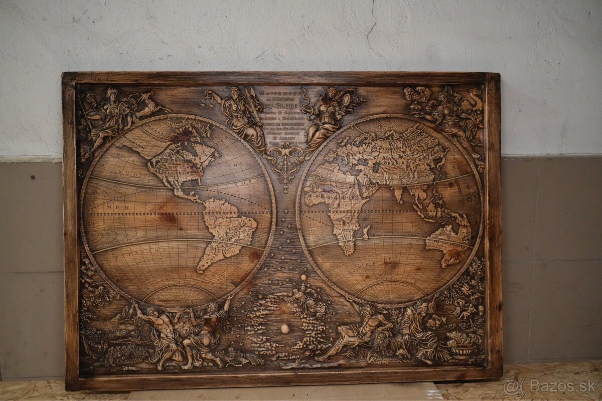 Drevený obraz – Karta sveta (mapa sveta) - 2