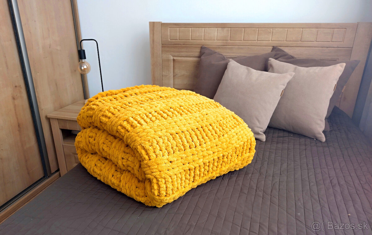 XXL slnečnica pletená puffy deka 160/200 - 2