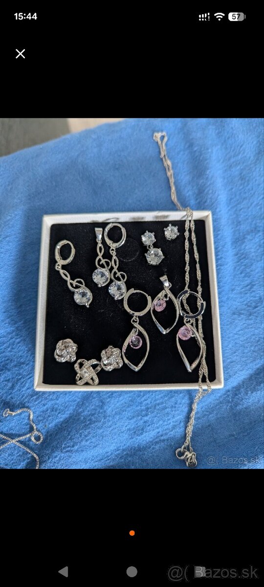 Strieborne nausnice,privesok retiazka - 2