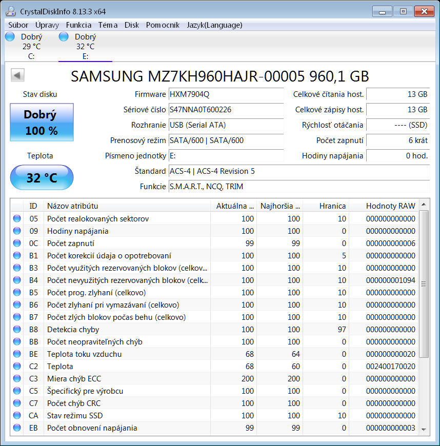 Predám 1TB server SSD Samsung SM883 - 2