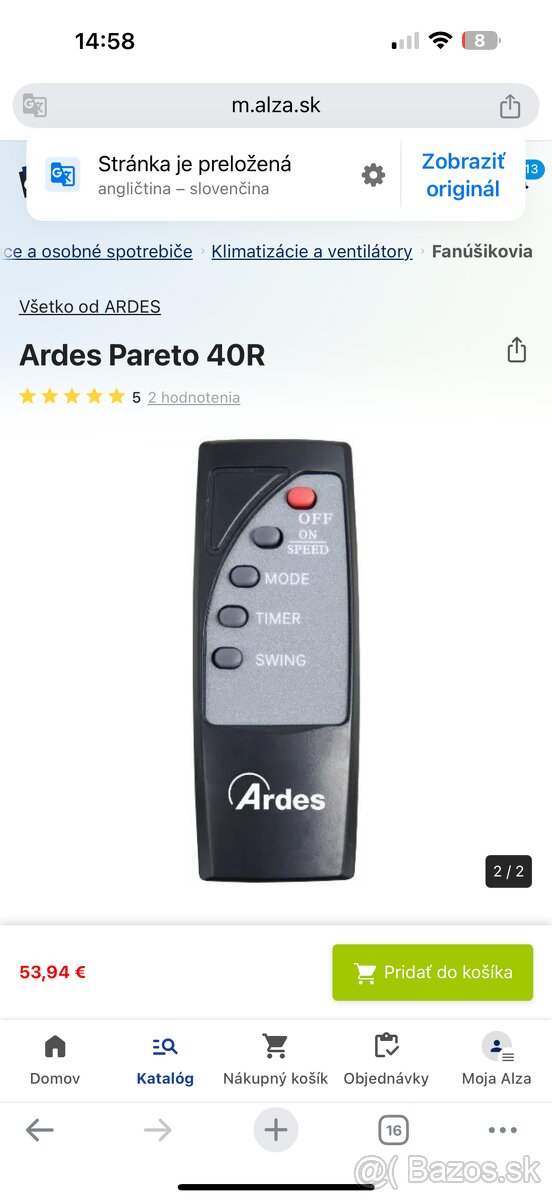 Ventilátor diaľkové ovládanie nový - 2