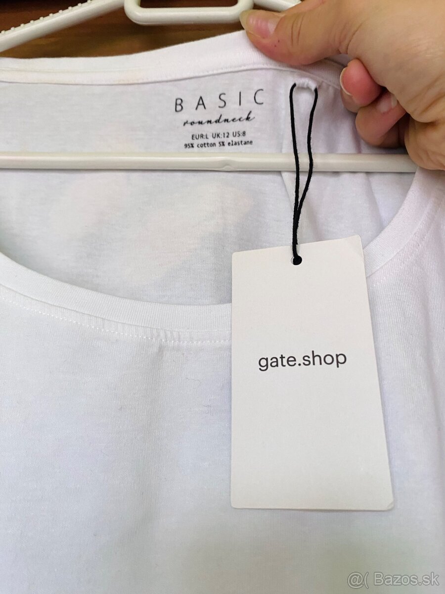 Bavlnené basic tričko s dlhým rukávom, M, nové - 2