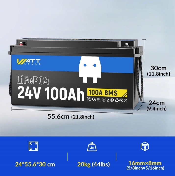 Batéria WattCycle 24V 100Ah LiFePO4 - 2