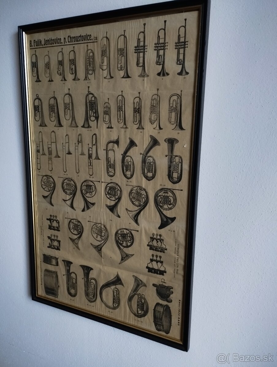 Litografia - orchester nastroje - 2