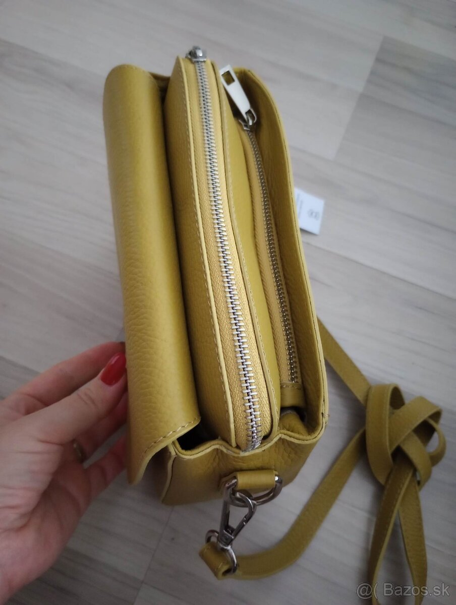 Dámska horčicová kožená kabelka - 2