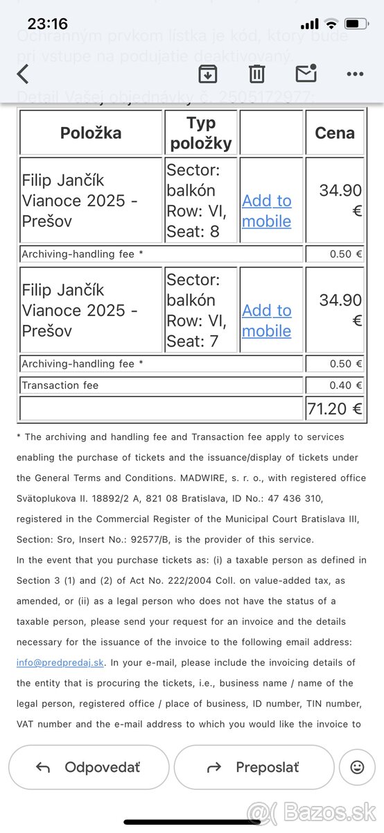 Lístky na koncert - 2