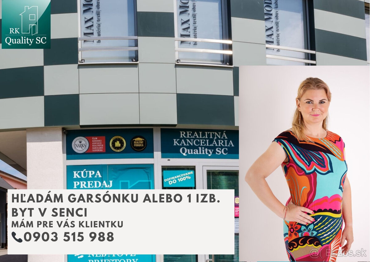 SENEC - Hľadám pre klientku na kúpu 2 izbový byt v Senci - 2