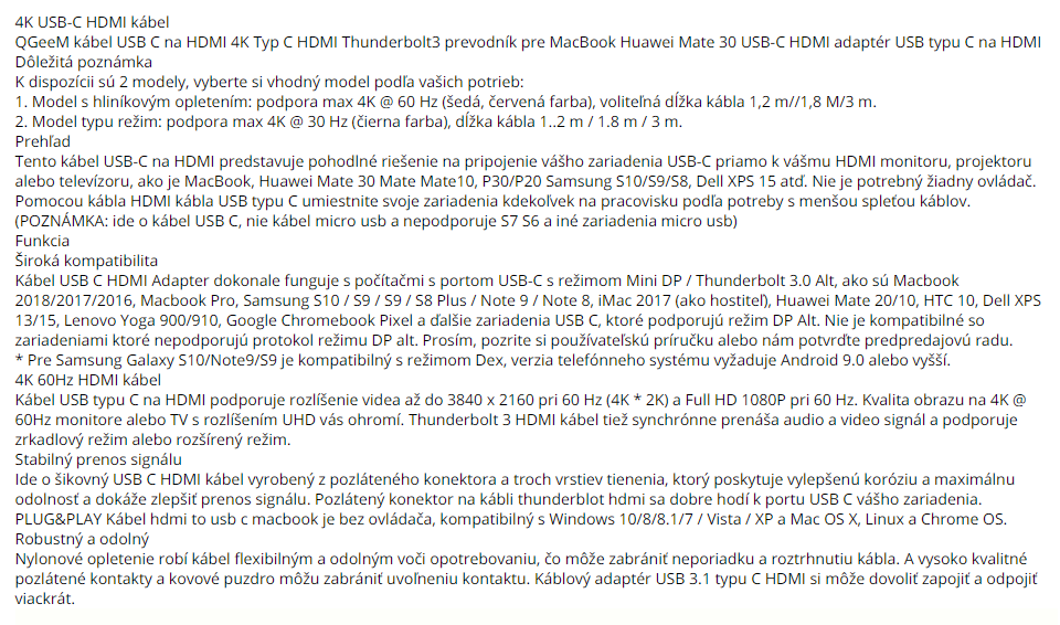 Kábel QGeeM USB C na HDMI notebook - 2
