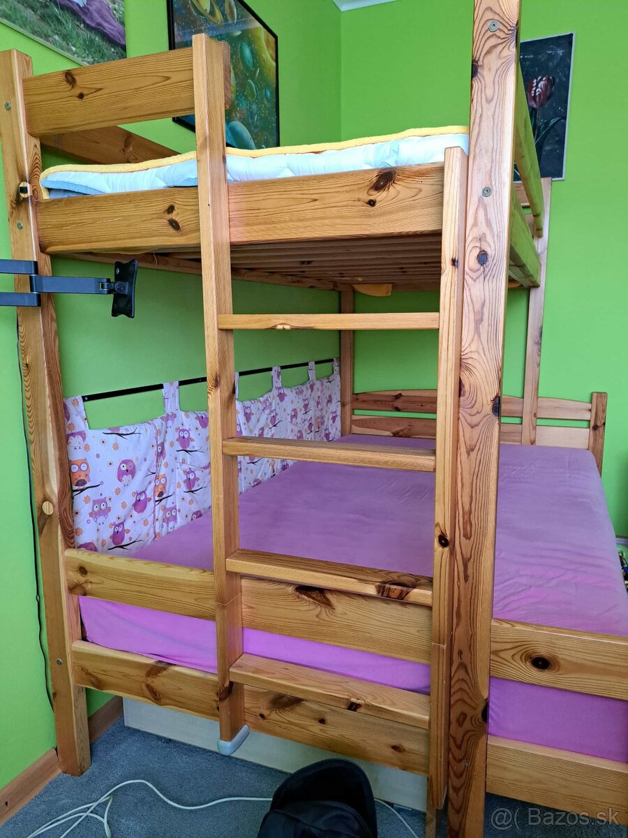 Poschodová posteľ borovica masív - 2