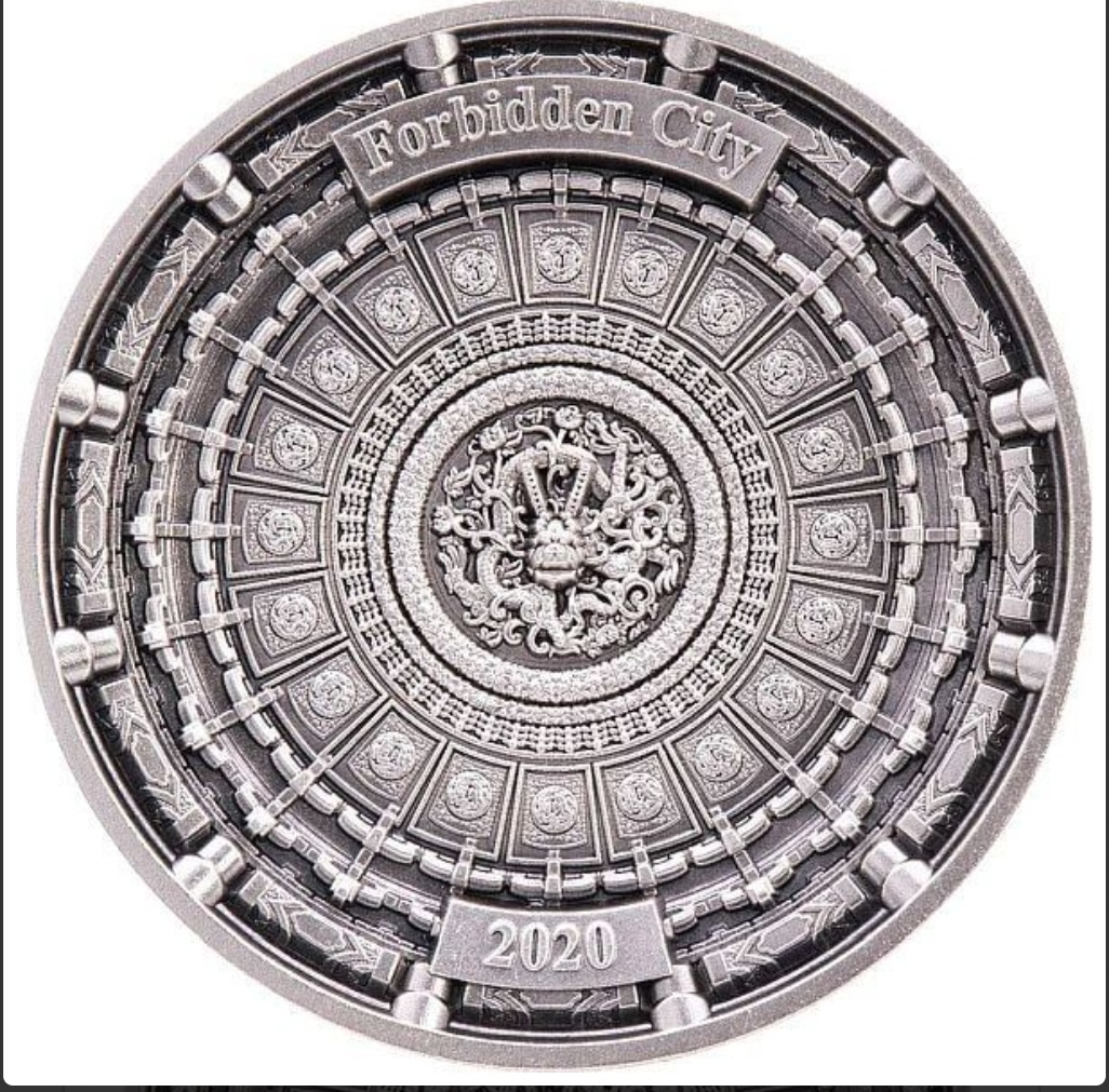 Zakázané mesto 100 g starožitná 4-vrstvová strieborná minca - 2