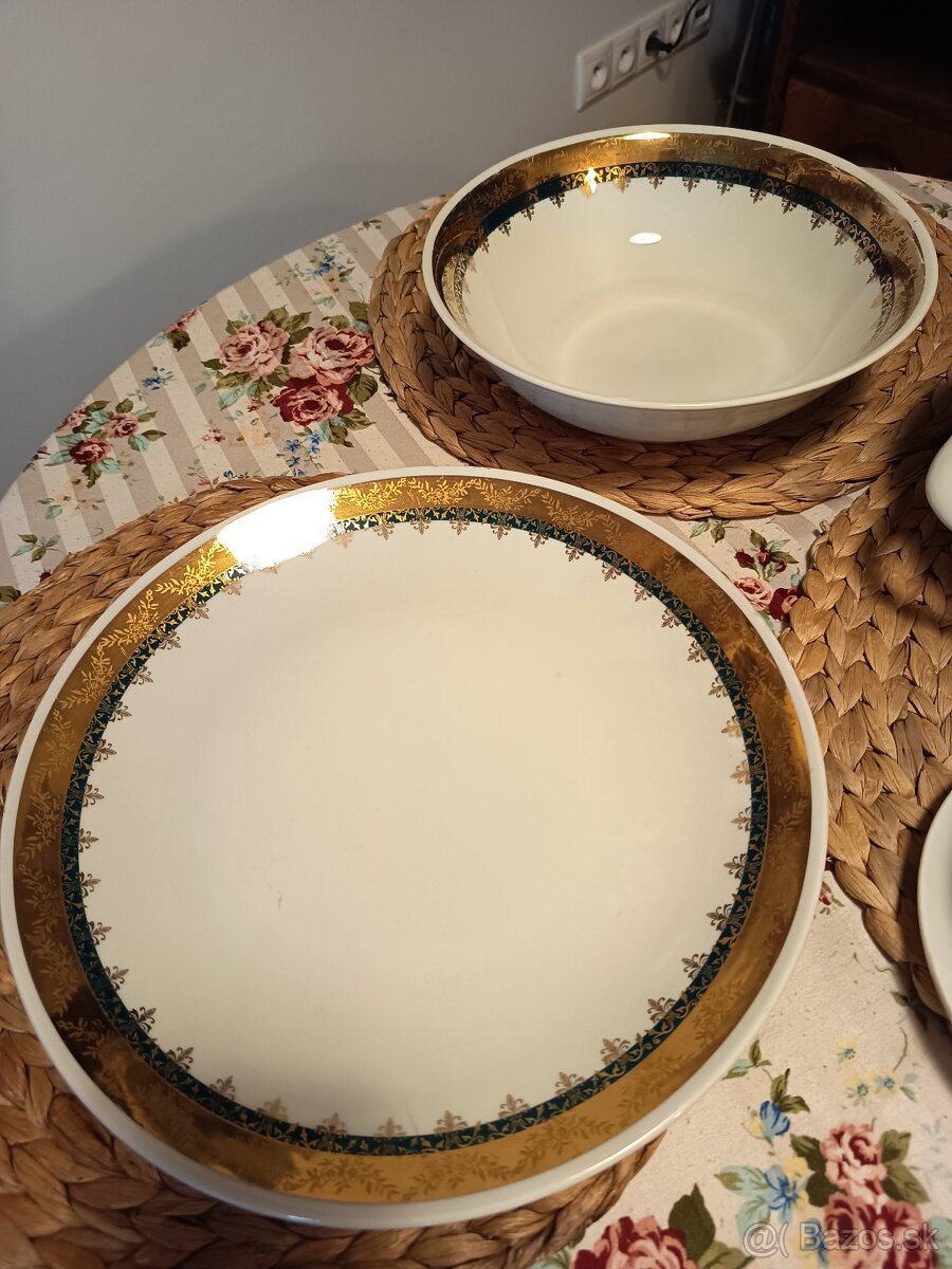 Obedova suprava zeleno-zlata, porcelan - 2