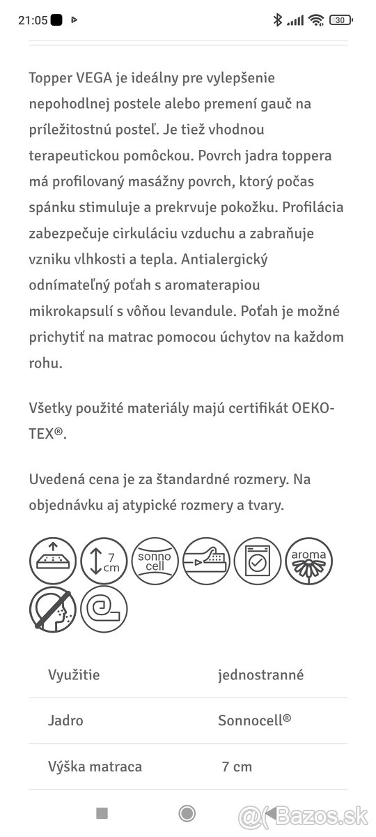 Vrchný matrac Topper Vega - 2
