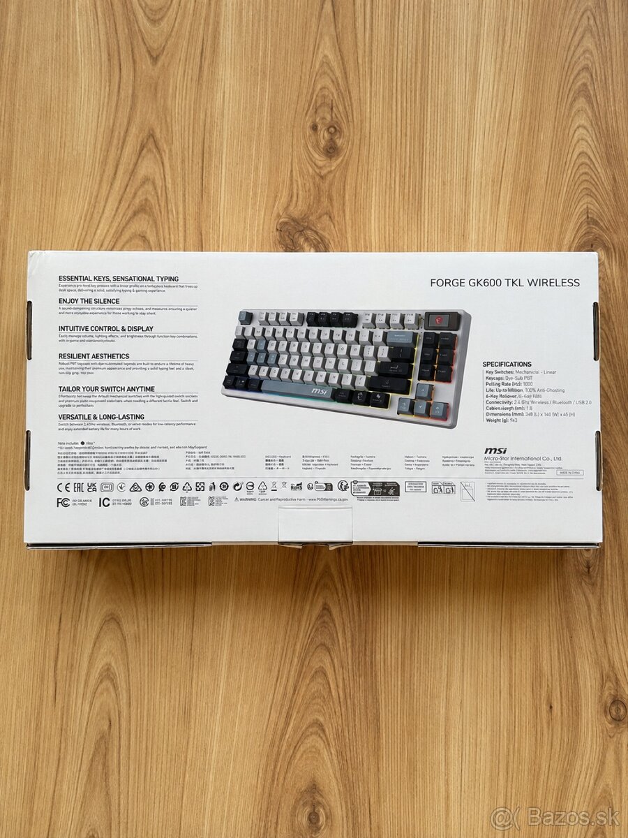 Predám klávesnicu MSI Forge GK600 TKL Wireless. - 2