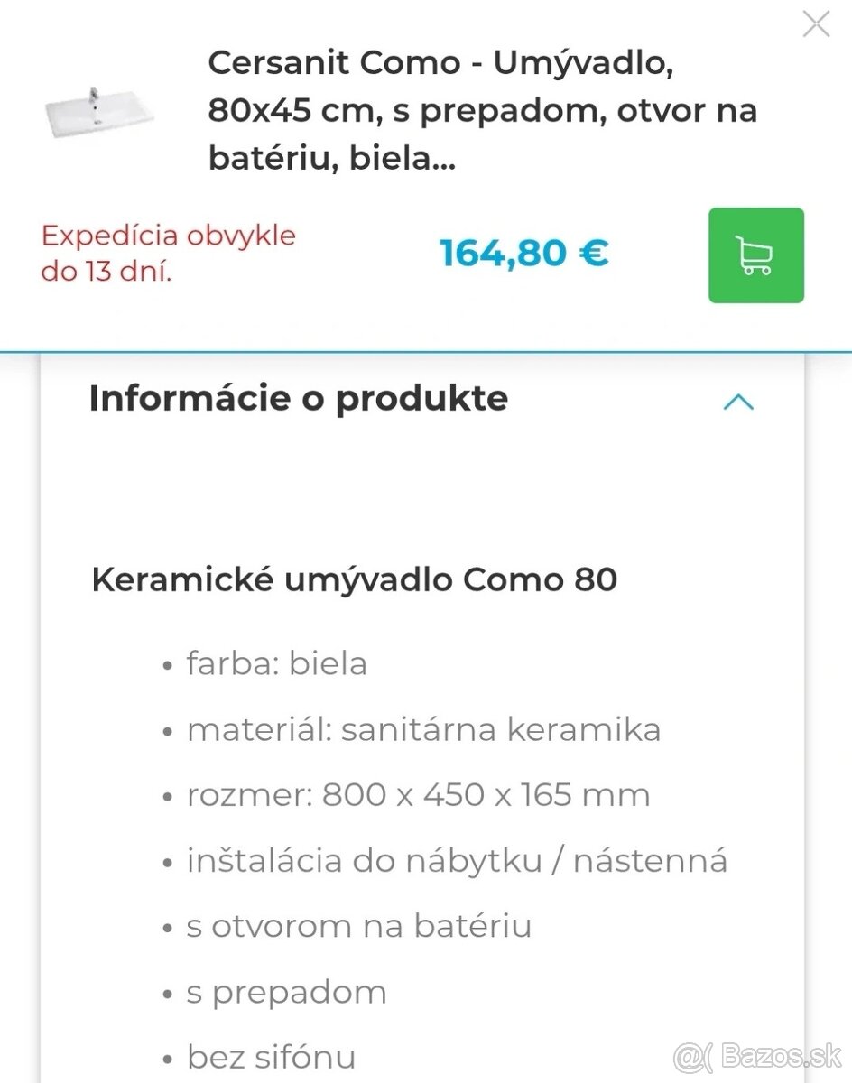 Umyvadlo Cersanit 80x45 - 2