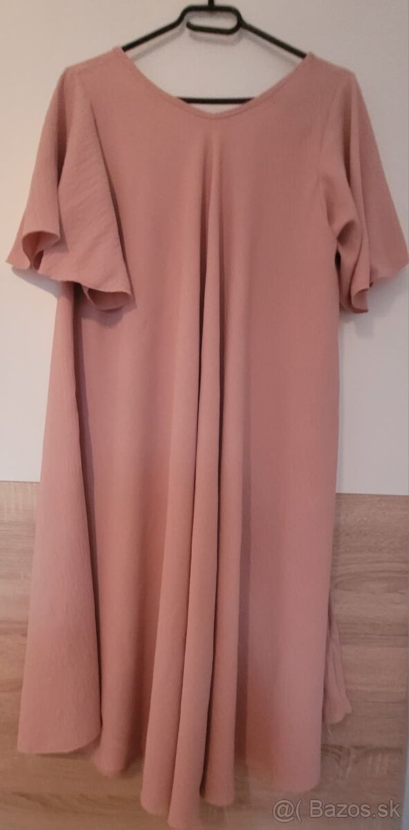 ŠATY BEZ VZORU PUDROVÁ RUŽOVÁ M-3XL - 2