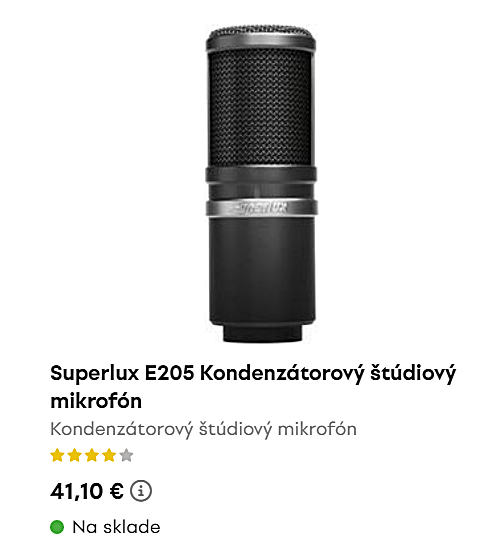 Kondenzátorový mikrofón: SUPERLUX E205 - 2