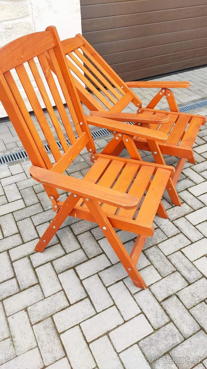 Drevené stoličky, polohovateľné - 2