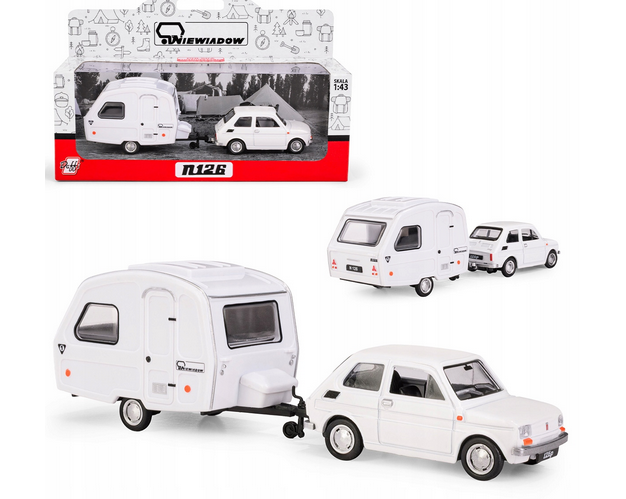 Fiat 126 + Niewiadow N250C 1:43 white - 2