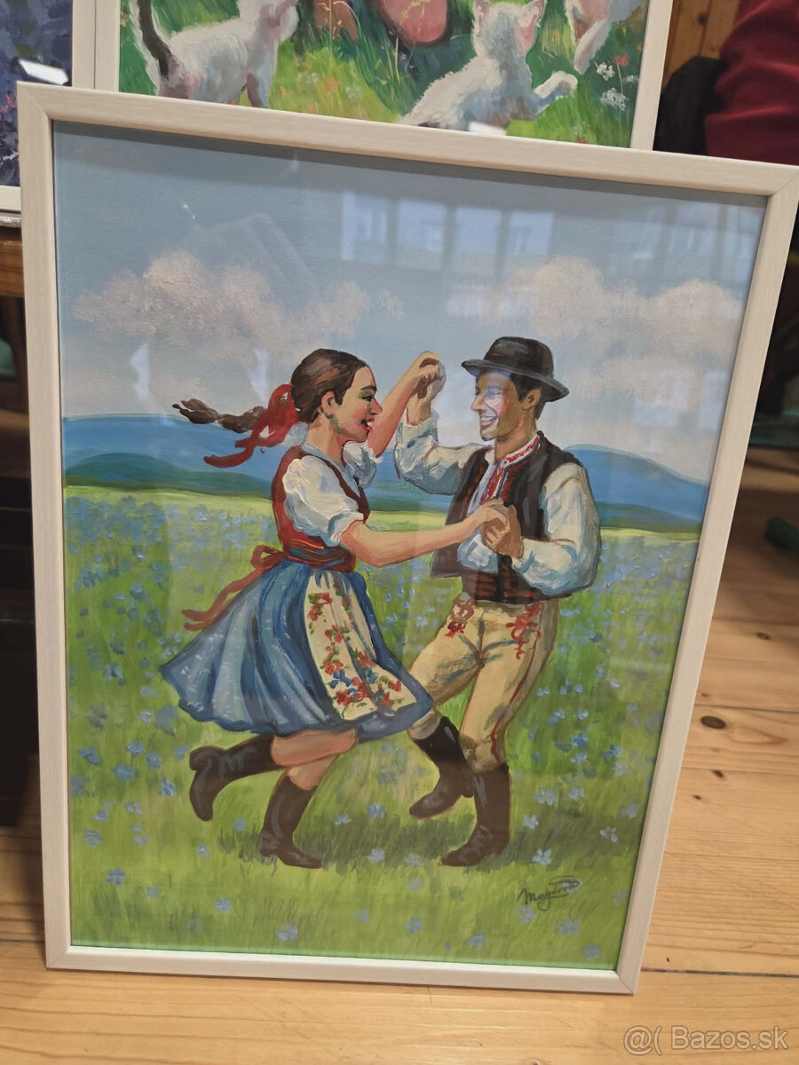 Akryl na akvarelovom papieri, ramik 30x40cm, motív : Ľudový - 2