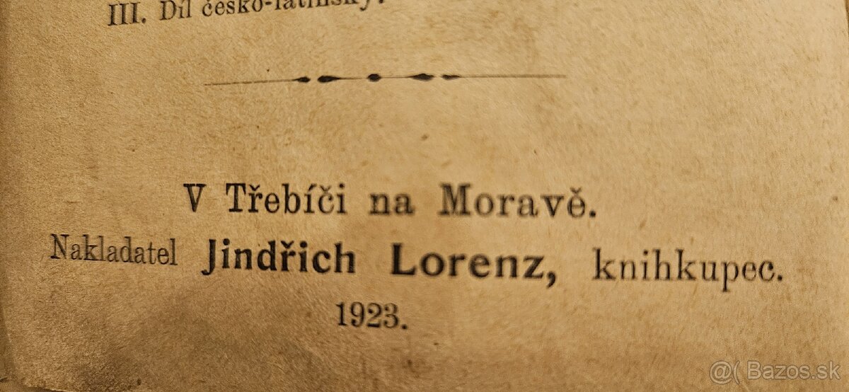Slovník latinsko český r.1928,Česko latinsky - 2