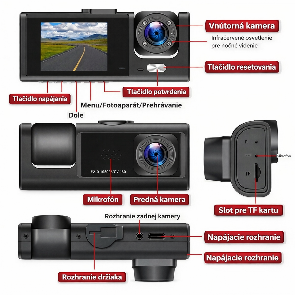 Duálna Autokamera + 64GB SD karta - 2