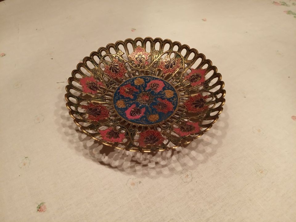 Kovový kvetinový podnos - India - 2