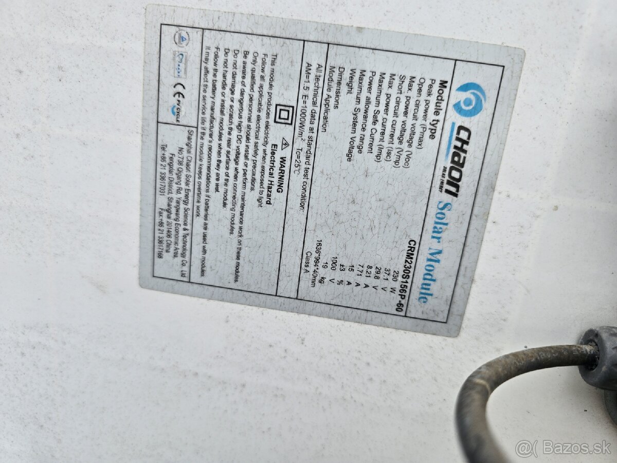 Predám solárne panely 230W - 2