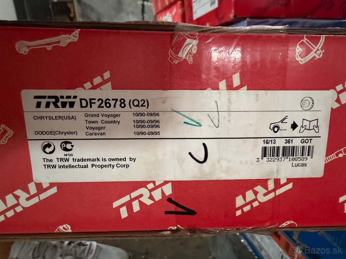 Nové predné brzdové kotúče TRW DF2678 - 2