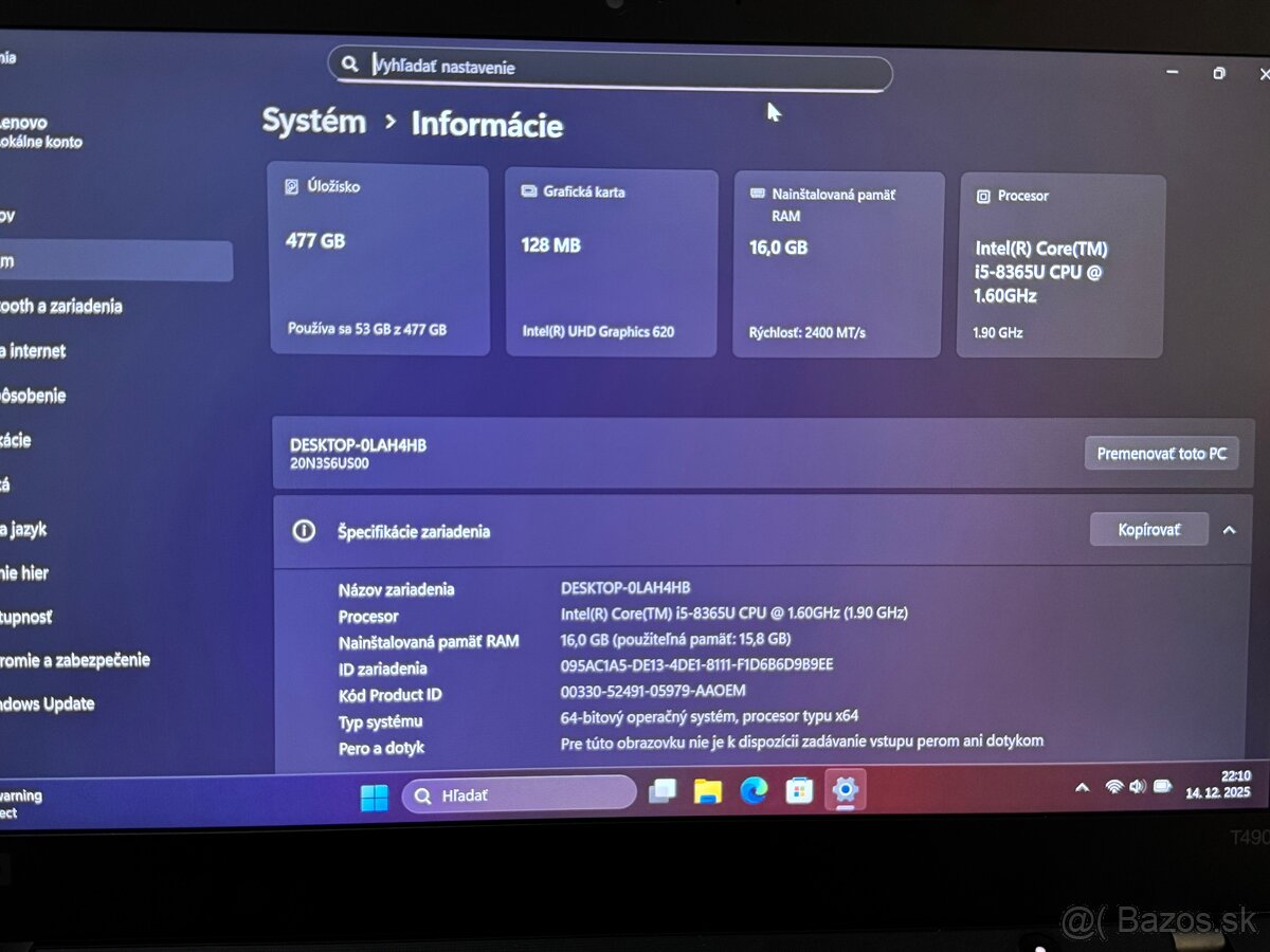 Lenovo ThinkPad T490 i5 16GB 512GB NVMe FHD - 2