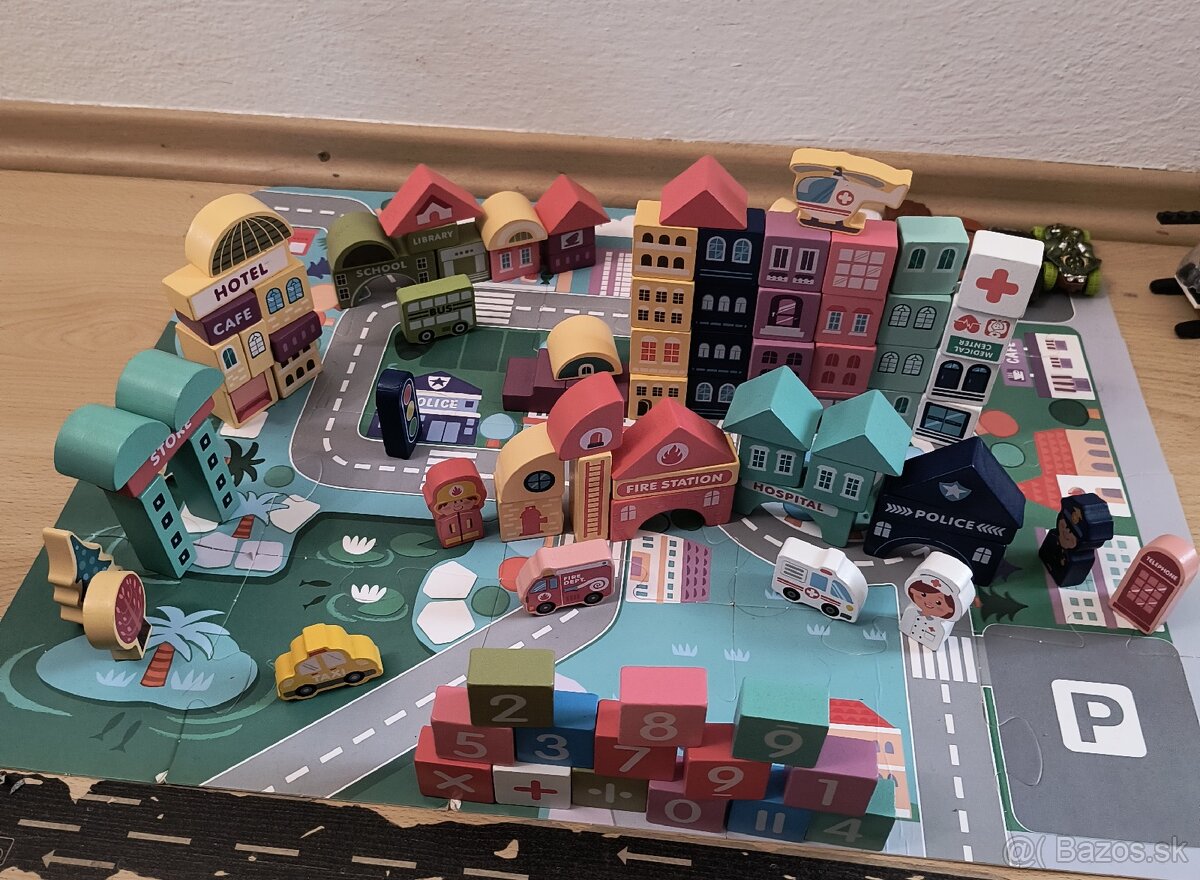 Drevené kocky- čísla+ mesto - 2