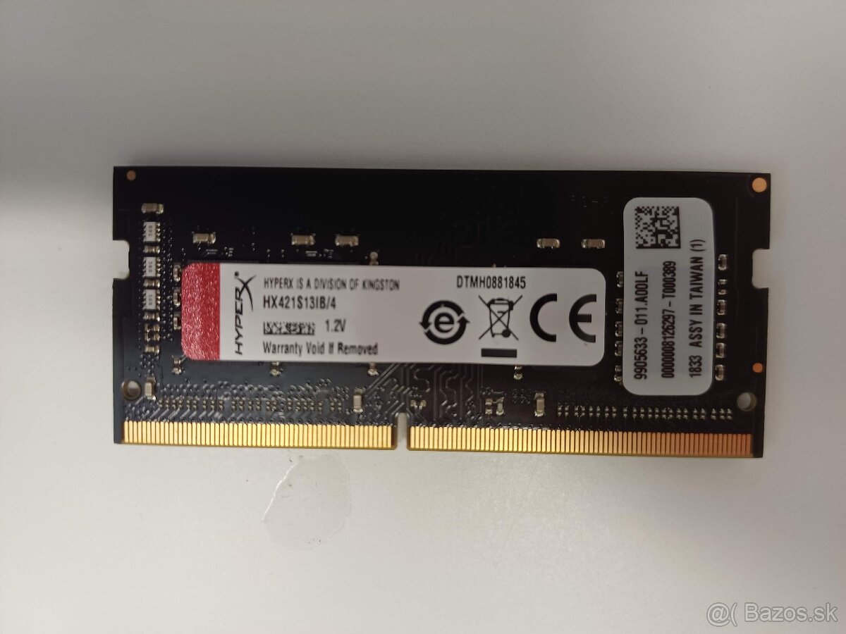 Pamäť DDR4 SODIMM HyperX, 4 GB, 2133 MHz - 2