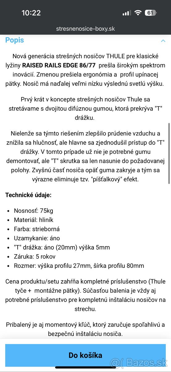 Stresne nosice THULE raised rail edge - Škoda Superb 3 kombi - 2