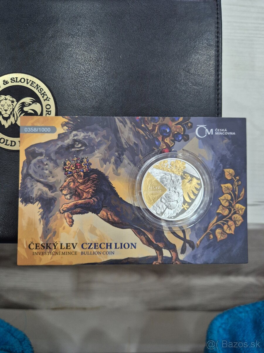 Inv.striebro 999 český lev a slov.orol - 2