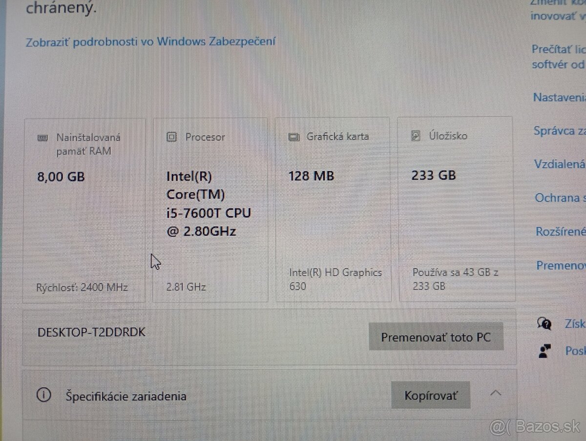 predám mini počítač Hp ProDesk 600 G3 DM + Intel core i5 - 2