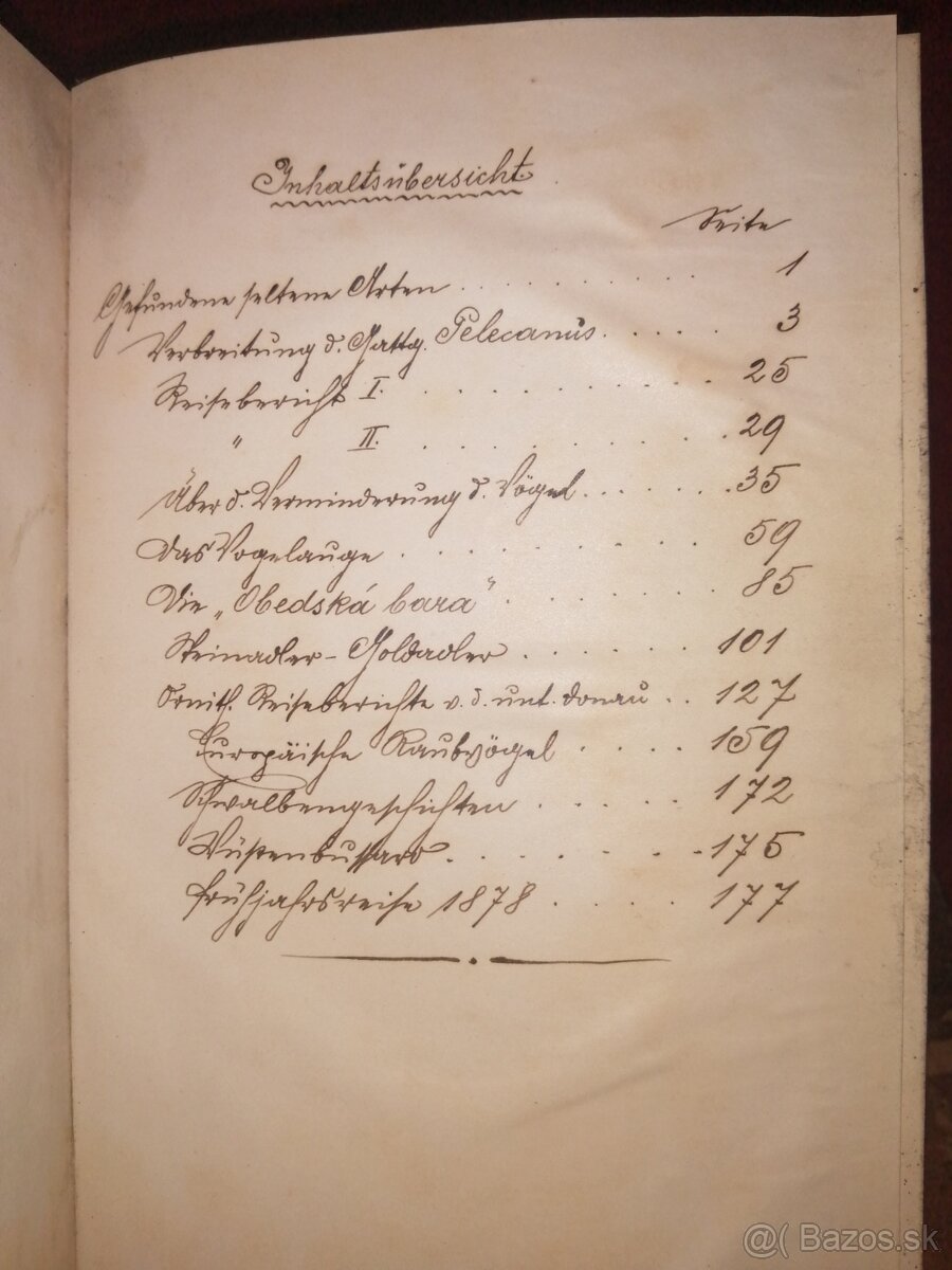 Poľovnícka kniha Venovanie autora Ornithologia 1879 - 2
