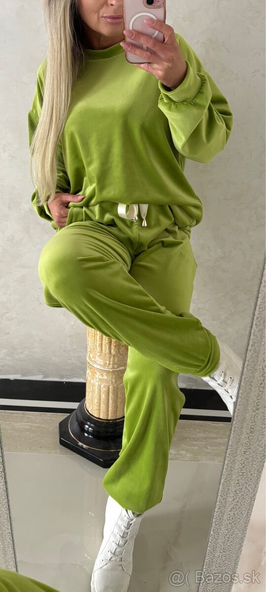 Damska talianska velurova suprava green - 2