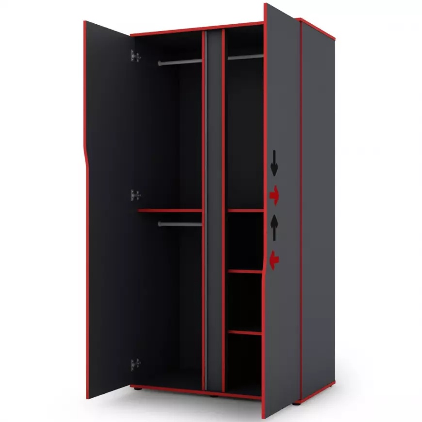 skriňa Matrix 2D grafit/červená - 2