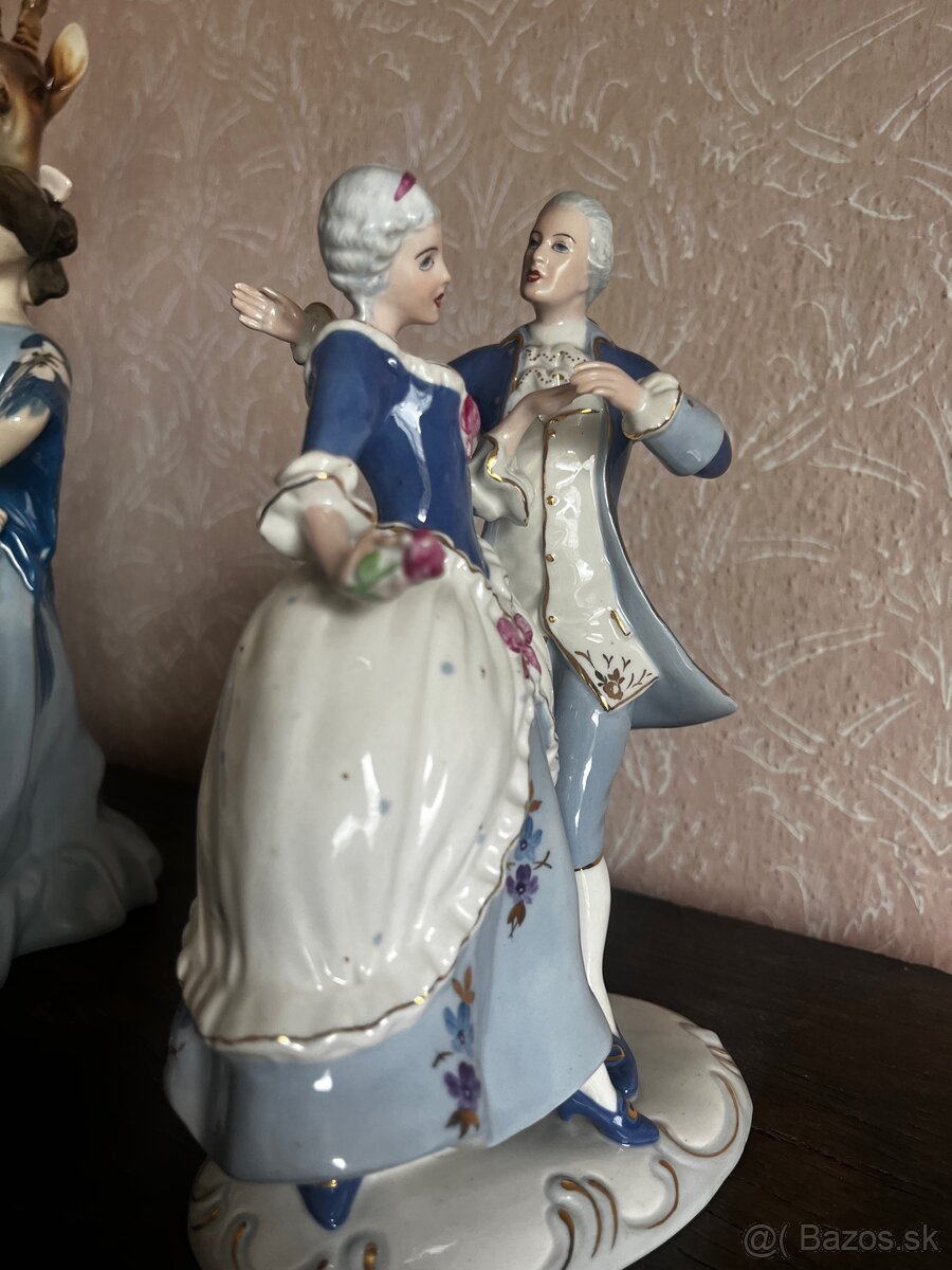 Porcelánové rokokové súsošie Royal Dux Elly Strobach - 2