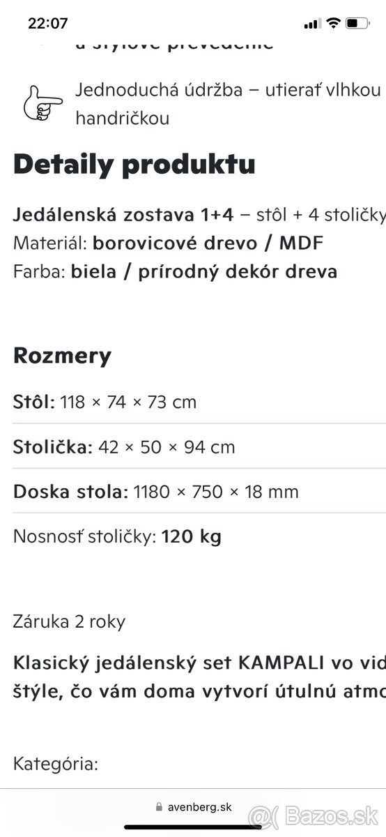 Jedálenský stôl + 4 stoličky - 2
