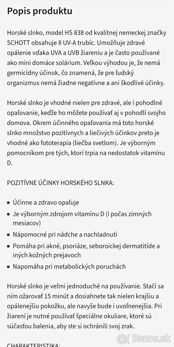 Tvarové solárium Efbe Schott 838 - 2