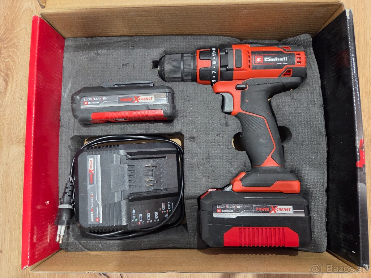 Aku vŕtačka/skrutkovač Einhell TE-CD 18/40 Li + 2x batéria - 2