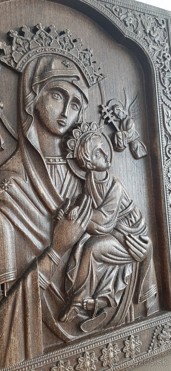 Ikona drevená Sváta Matka ustavi.pomoci27×38cm hr.4cm - 2