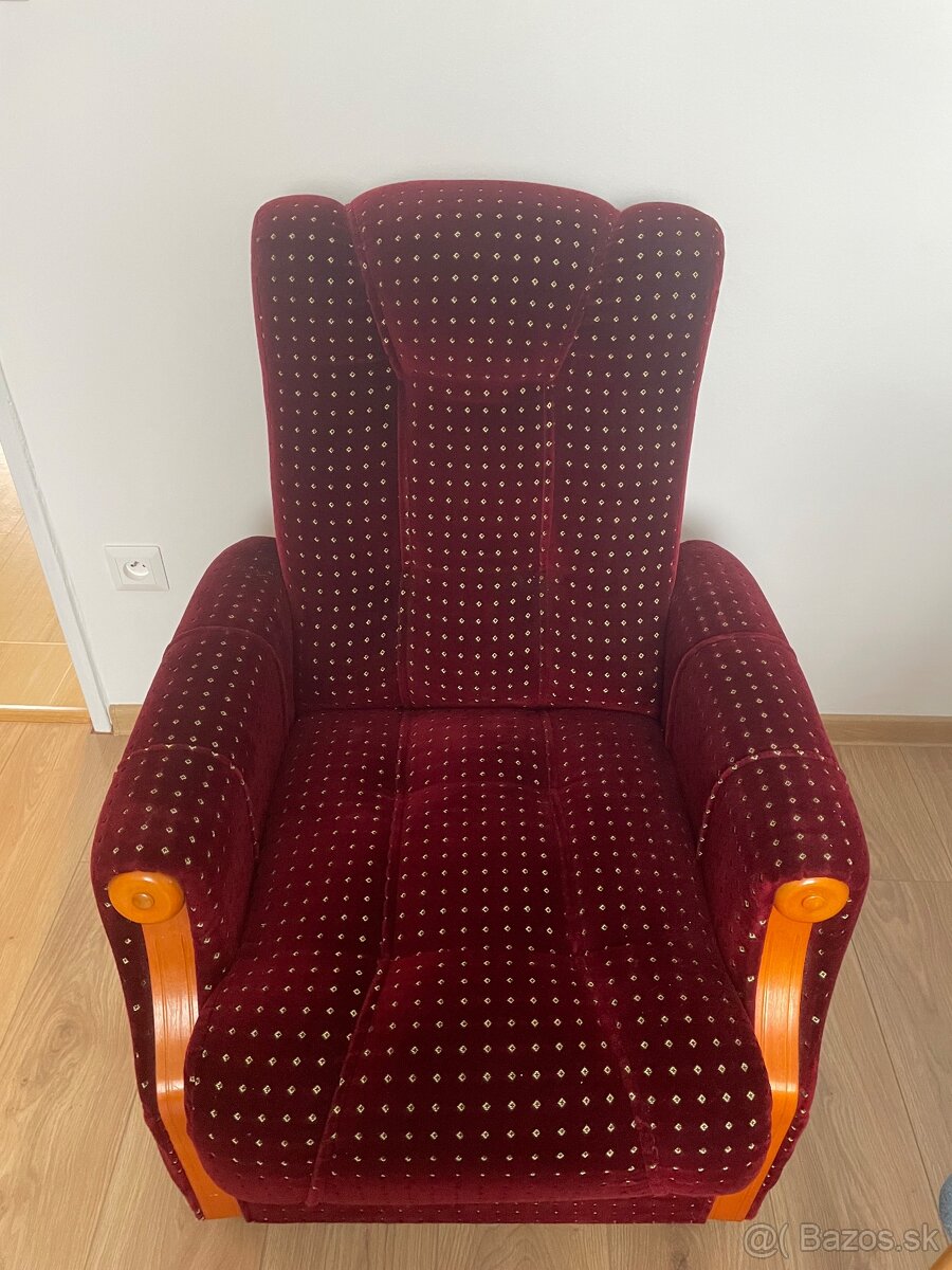 Tmavočervená sedačka s kreslom - 2